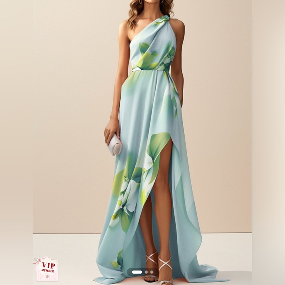 Elegant One-Shoulder Floral Dress